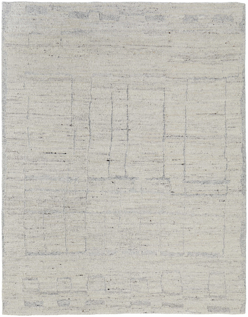 4' X 6' Gray and Ivory Abstract Hand Woven Worn Faded Area Rug