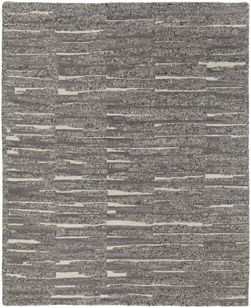 4' X 6' Gray Ivory and Taupe Abstract Hand Woven Area Rug