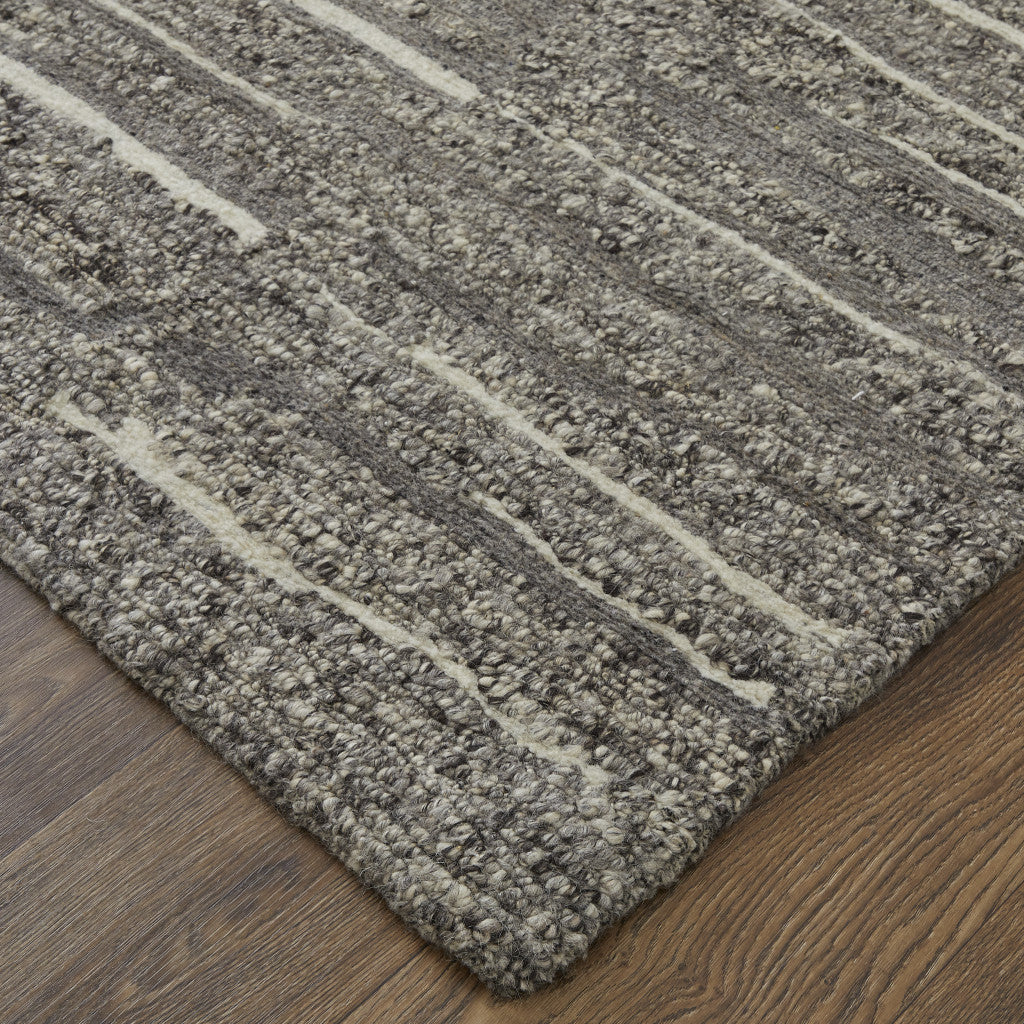 4' X 6' Gray Ivory and Taupe Abstract Hand Woven Area Rug