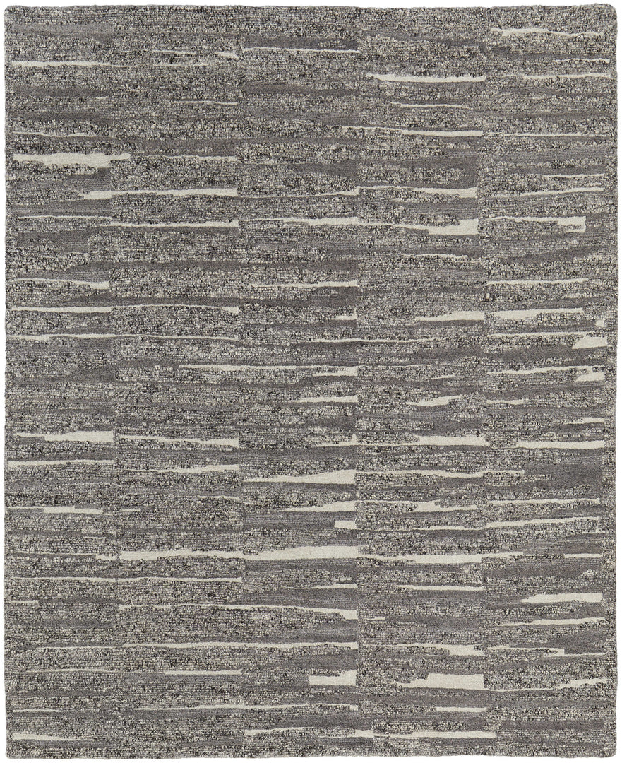 4' X 6' Gray Ivory and Taupe Abstract Hand Woven Area Rug