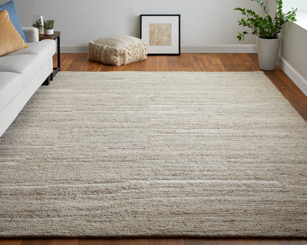 4' X 6' Ivory Abstract Hand Woven Worn Faded Area Rug