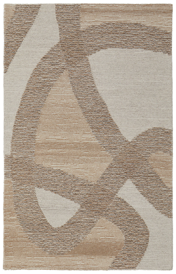 4' X 6' Brown Tan and Ivory Wool Abstract Hand Tufted Area Rug