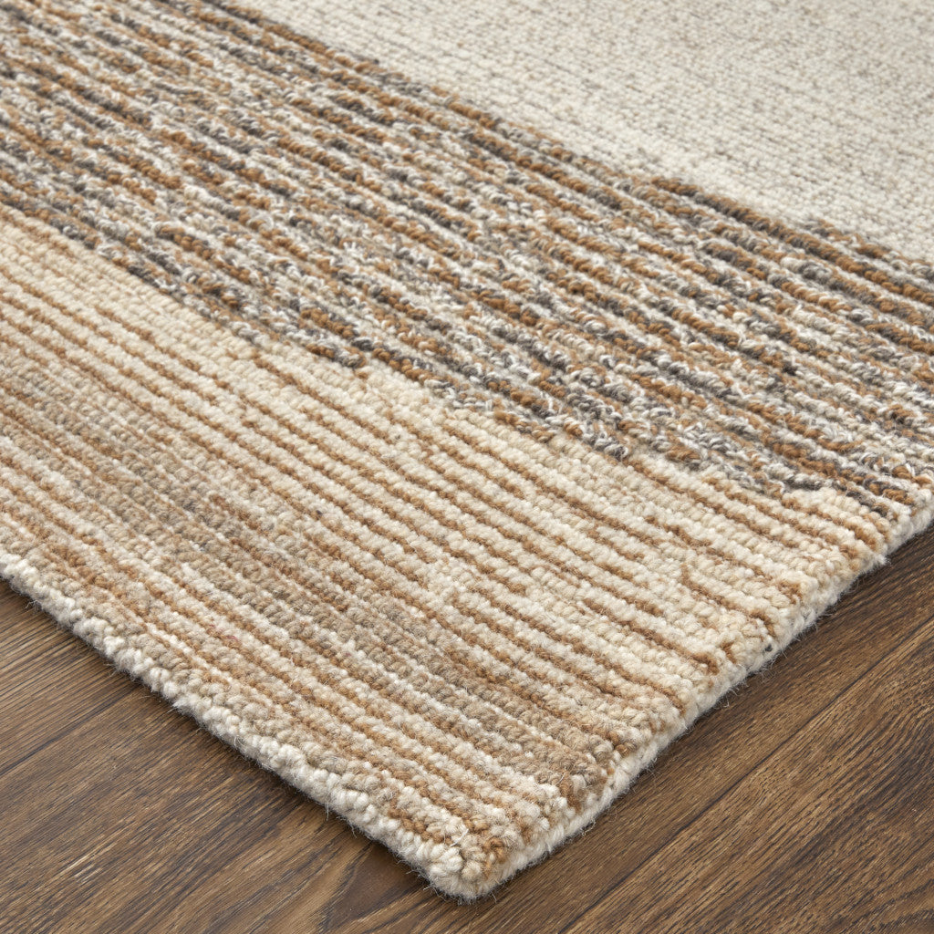 4' X 6' Brown Tan and Ivory Wool Abstract Hand Tufted Area Rug