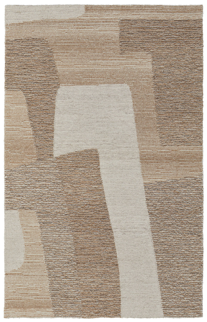 4' X 6' Brown Tan and Ivory Wool Abstract Hand Tufted Area Rug