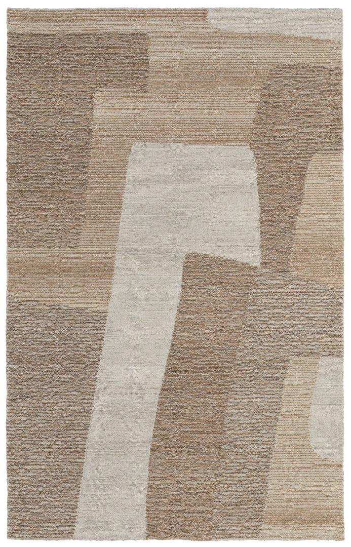 4' X 6' Brown Tan and Ivory Wool Abstract Hand Tufted Area Rug