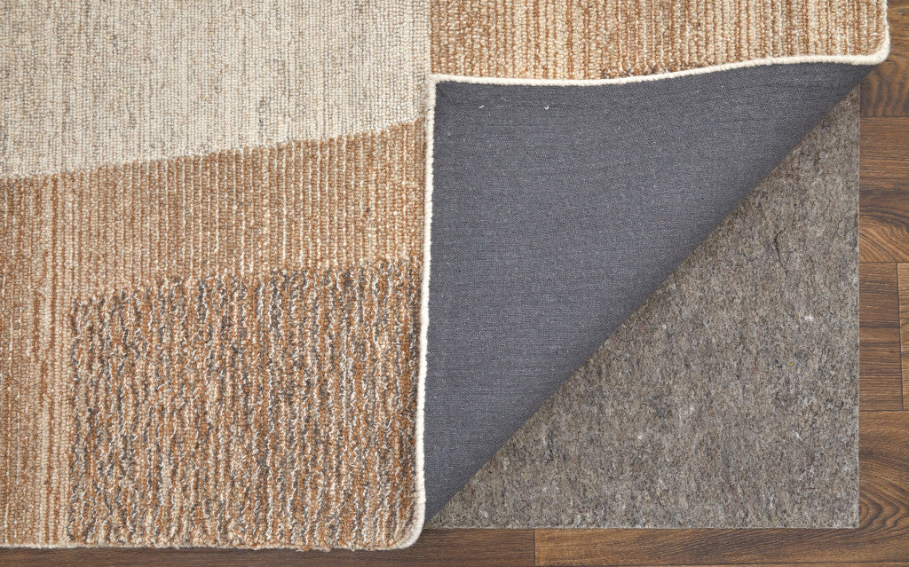 4' X 6' Brown Tan and Ivory Wool Abstract Hand Tufted Area Rug