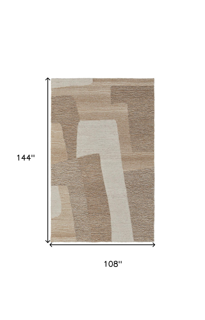 4' X 6' Brown Tan and Ivory Wool Abstract Hand Tufted Area Rug