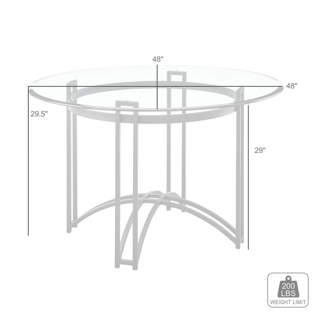 48" Clear Glass and Black Iron Round Dining Table