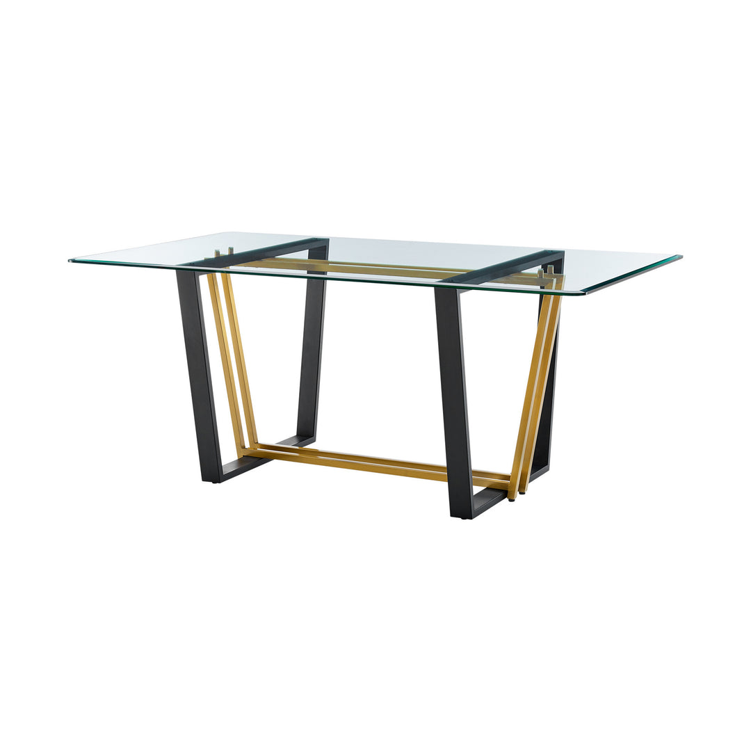 72" Clear Glass and Gold Sled Base Dining Table