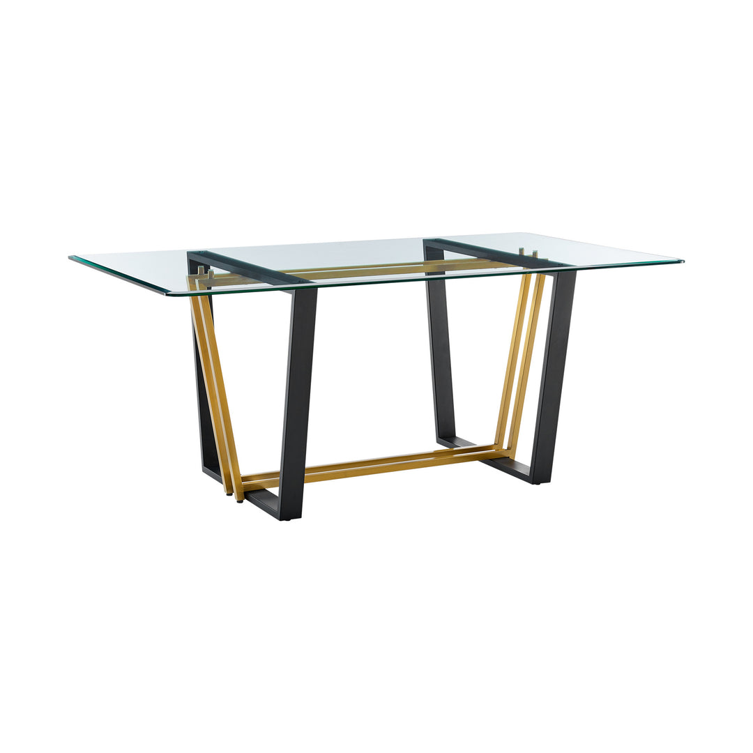 72" Clear Glass and Gold Sled Base Dining Table