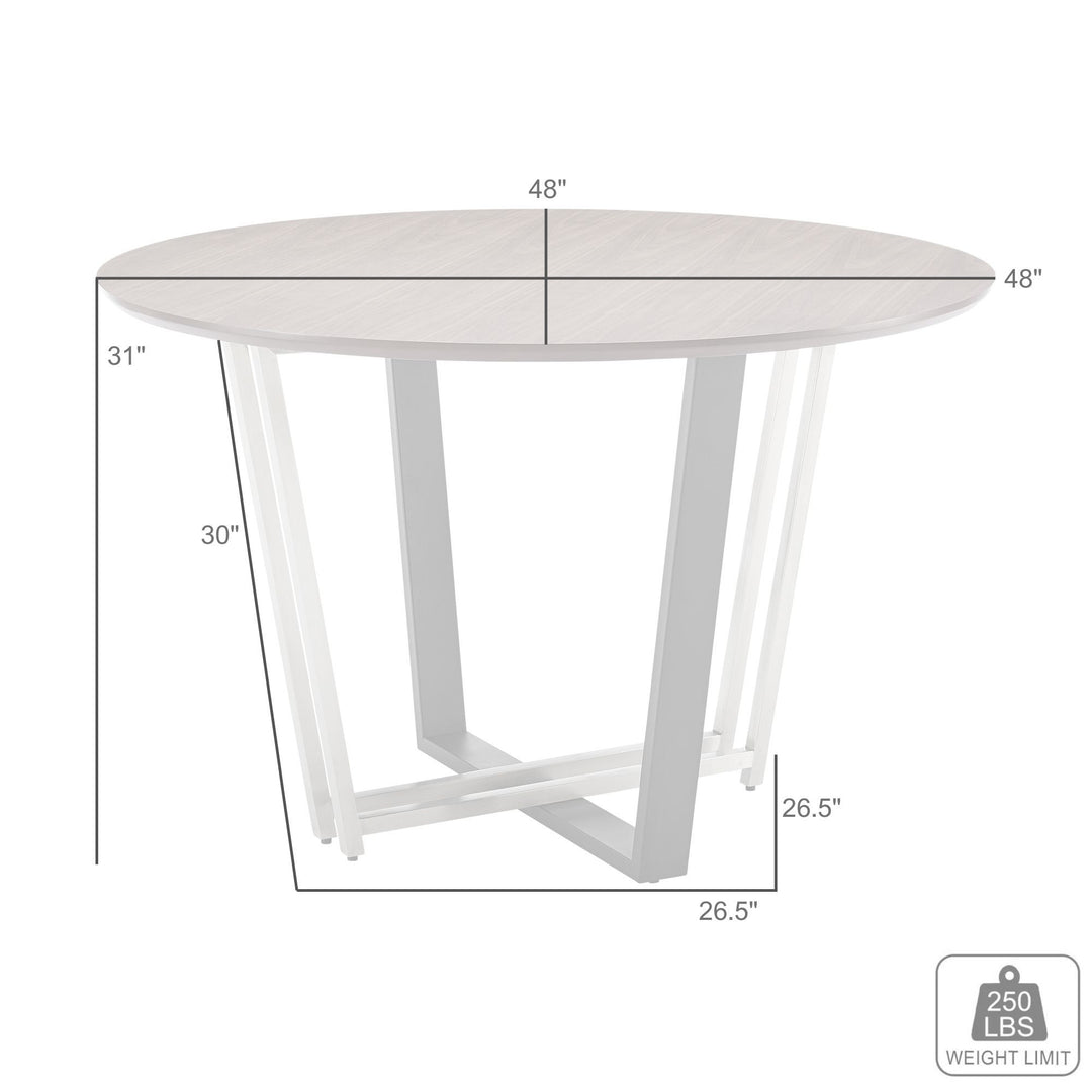 48" Brown and Black Round Dining Table with Iron Sled Base