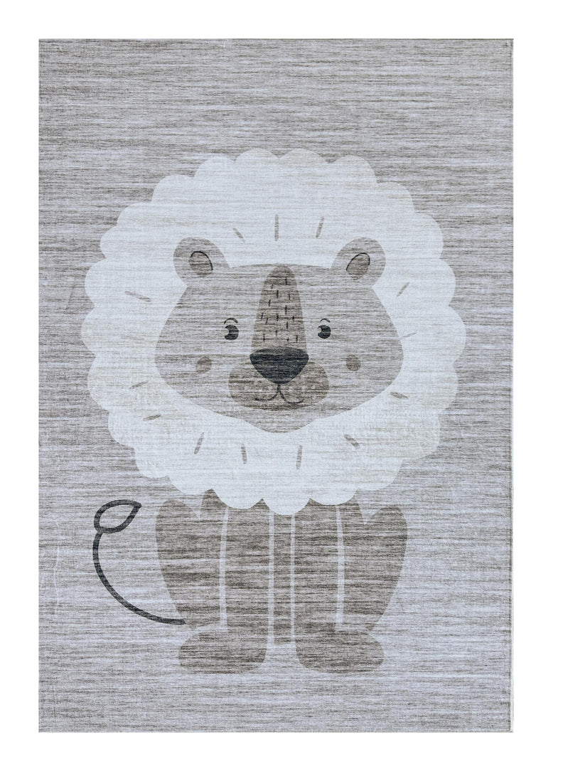 4' X 6' Beige and Gray Juvenile Animals Youthful Area Rug