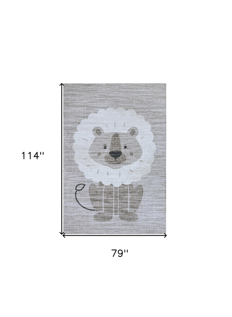 7' X 10' Beige and Gray Juvenile Animals Youthful Area Rug