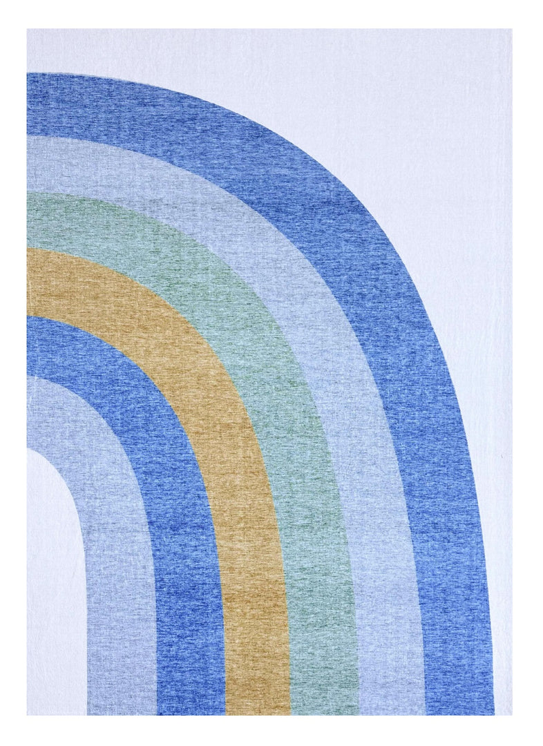 4' X 6' Blue Green and Orange Juvenile Rainbows Youthful Area Rug