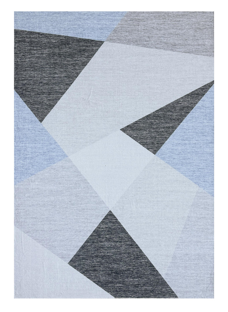 7' X 10' Blue and Gray Geometric Area Rug