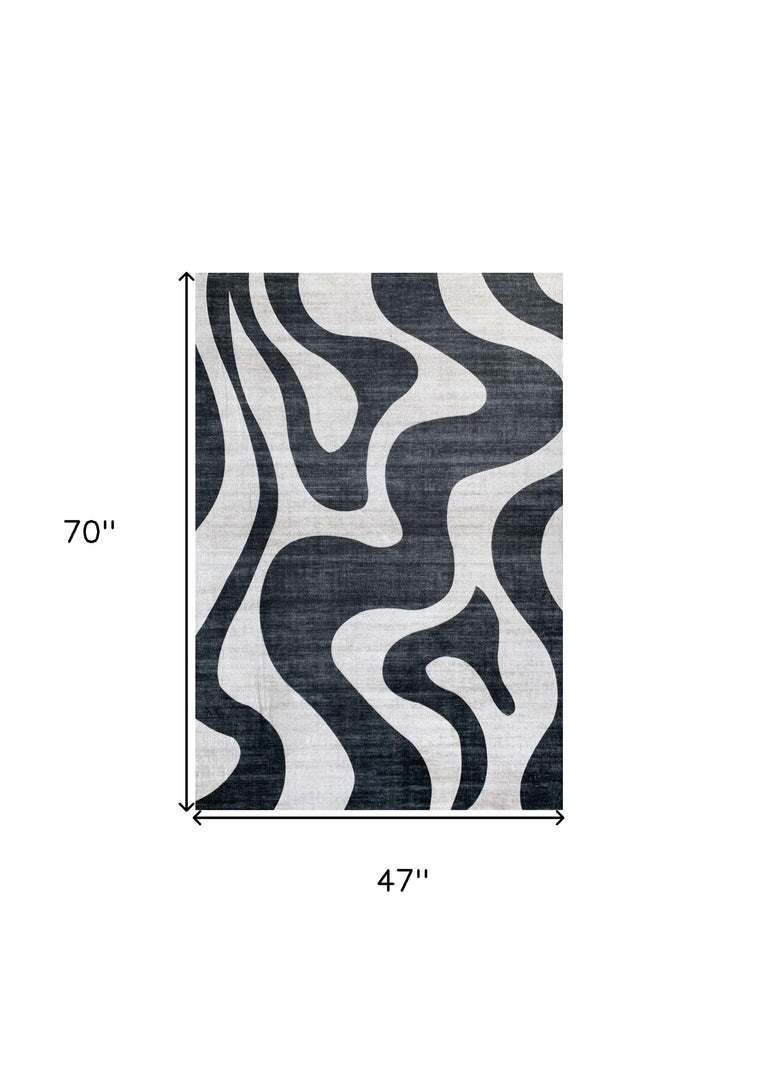 4' X 6' Black and White Zebra Print Area Rug