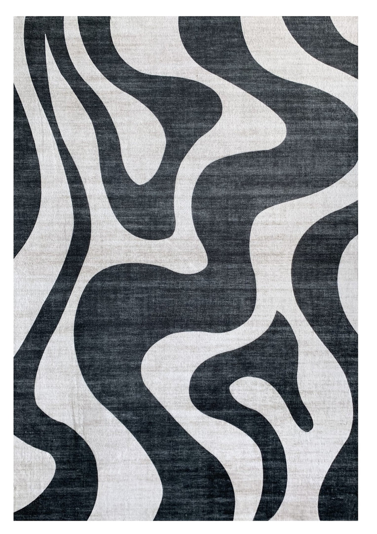 4' X 6' Black and White Zebra Print Area Rug