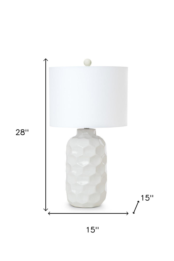 Set of Two 28" White Ceramic Table Lamp With White Cone Shade