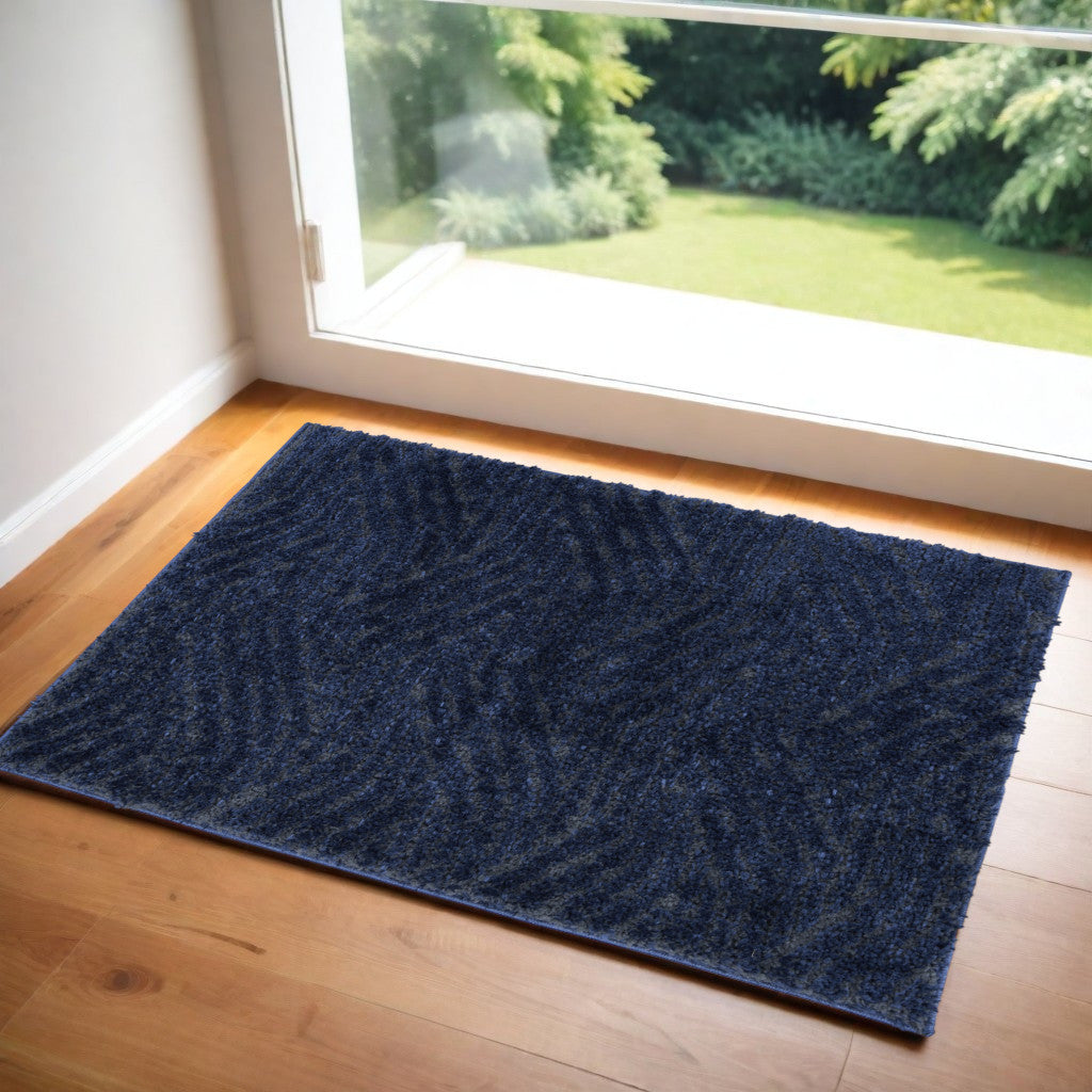 2' X 3' Blue Abstract Power Loom Area Rug