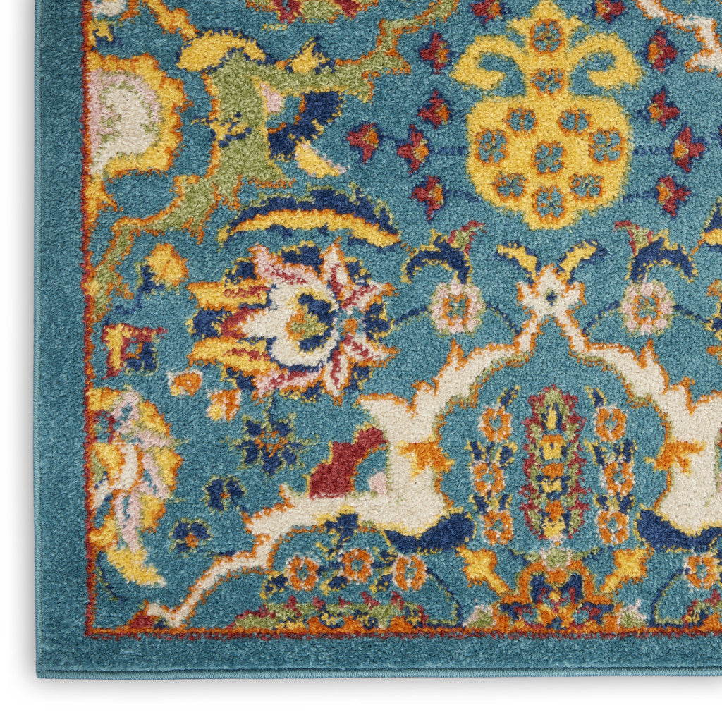 2' X 3' Blue Floral Power Loom Area Rug