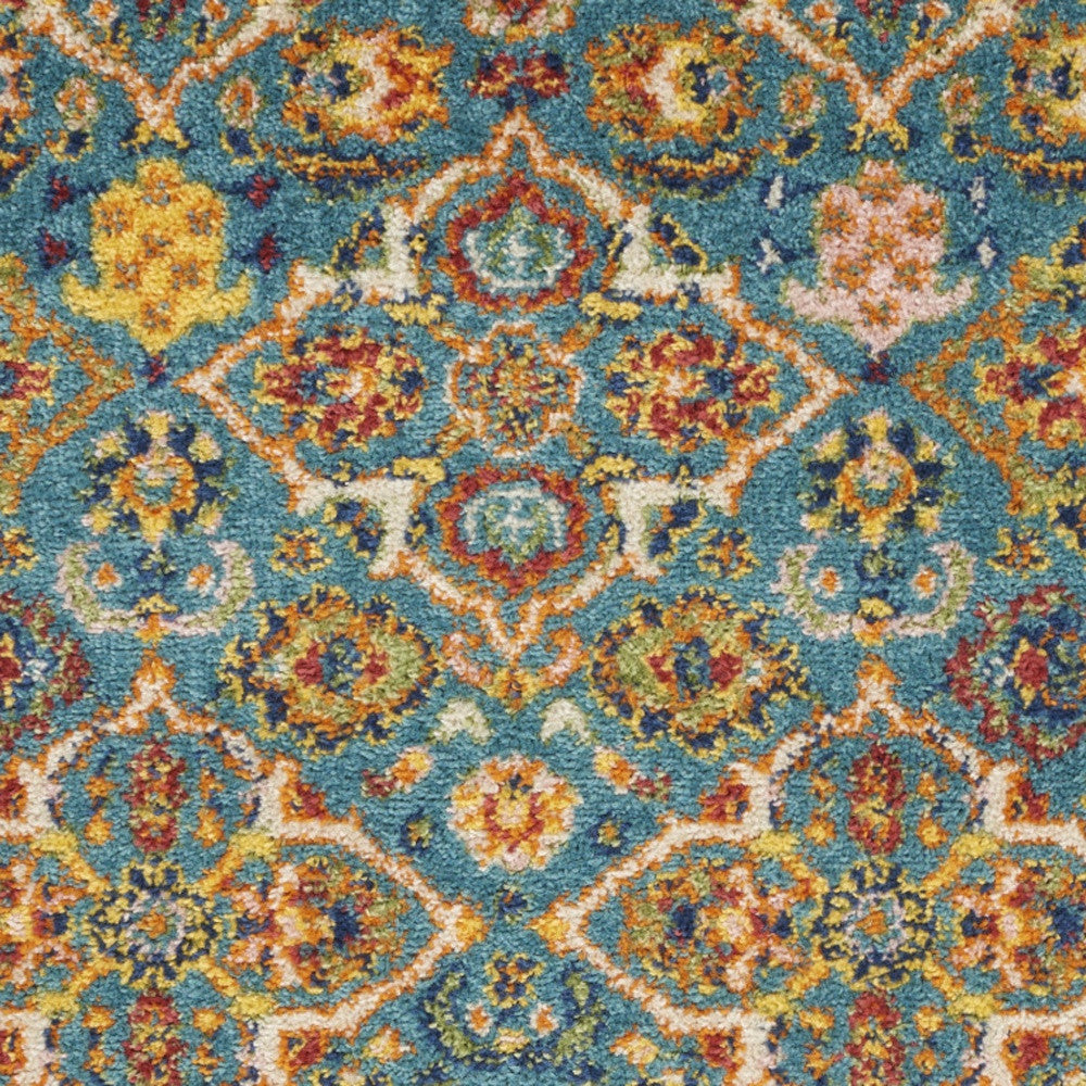 2' X 3' Blue Floral Power Loom Area Rug