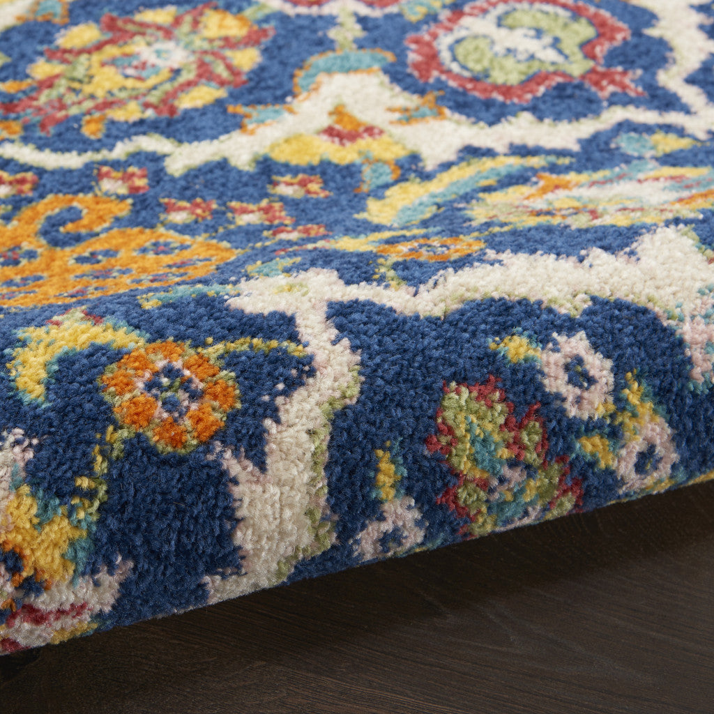 2' X 3' Blue Floral Power Loom Area Rug