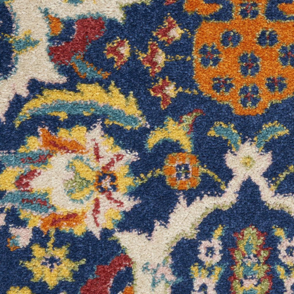 2' X 3' Blue Floral Power Loom Area Rug