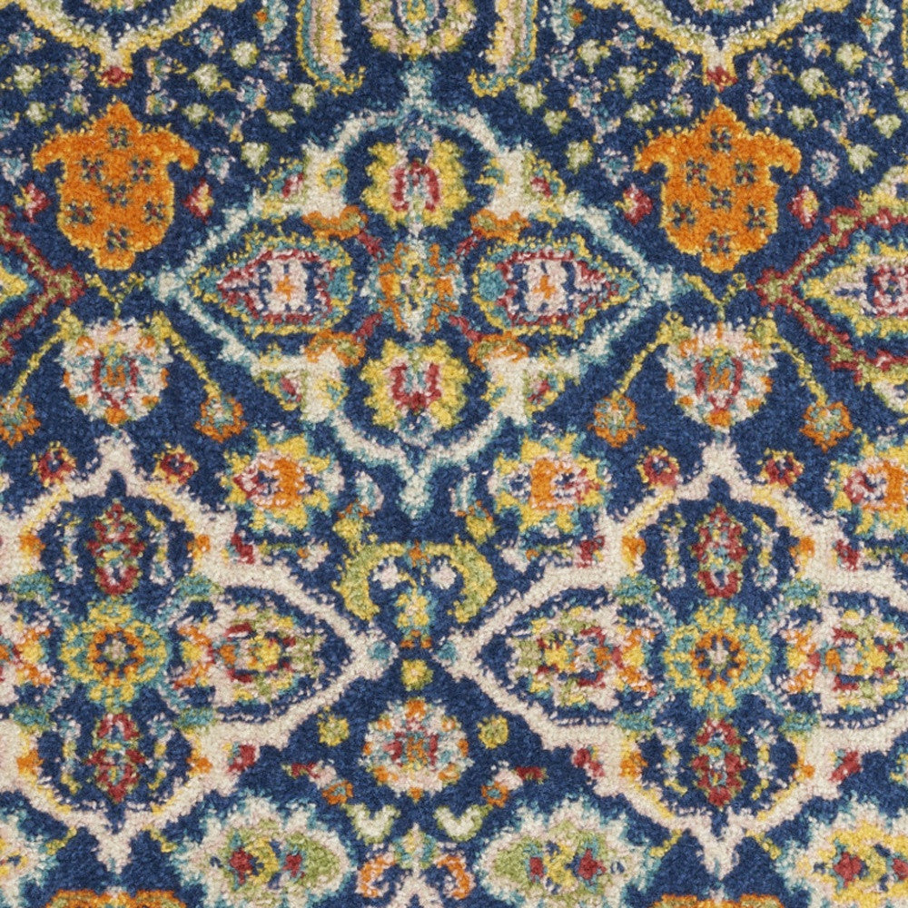 2' X 3' Blue Floral Power Loom Area Rug