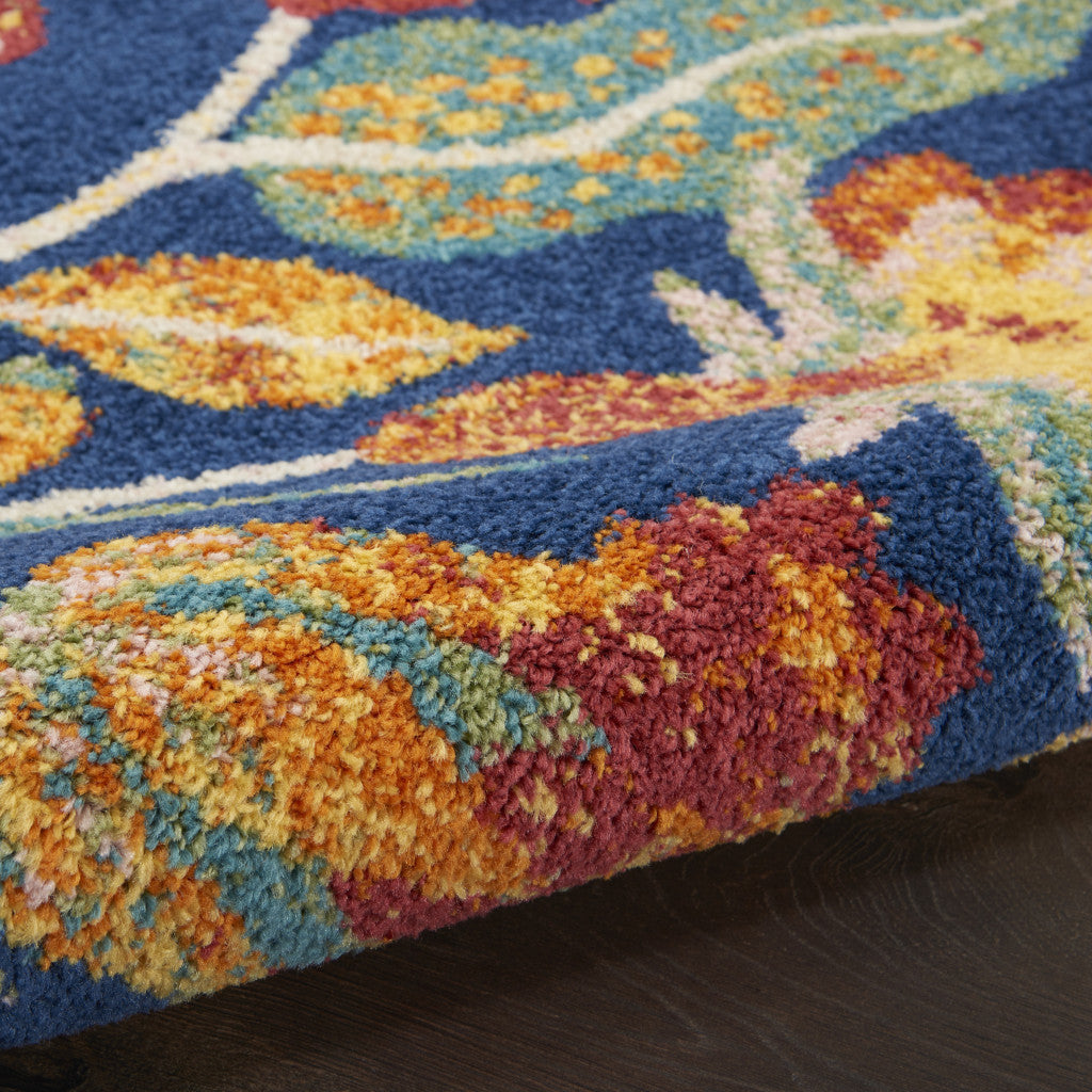 2' X 3' Blue Floral Power Loom Area Rug