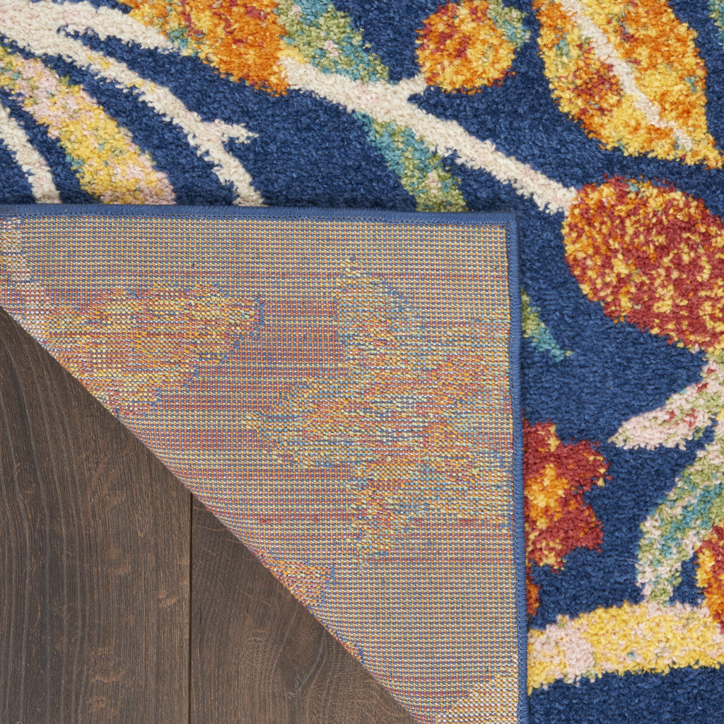 2' X 3' Blue Floral Power Loom Area Rug