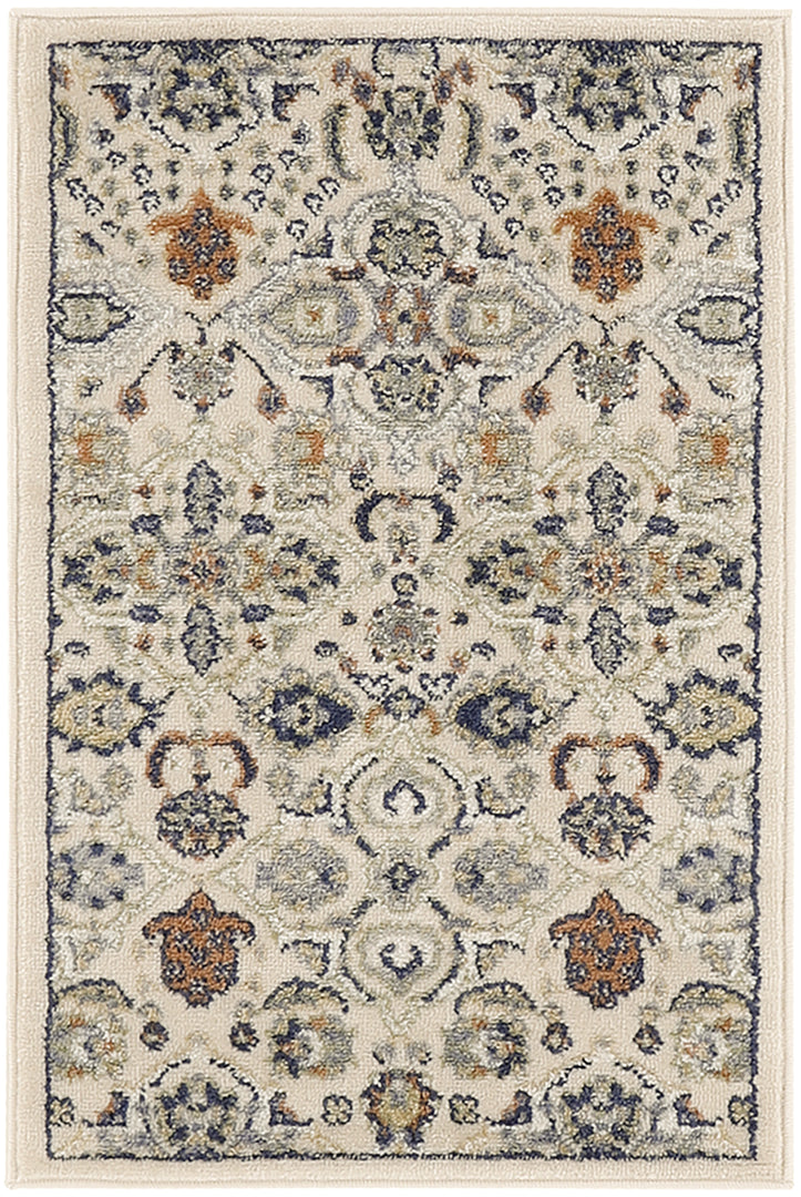 2' X 3' Beige Floral Power Loom Area Rug