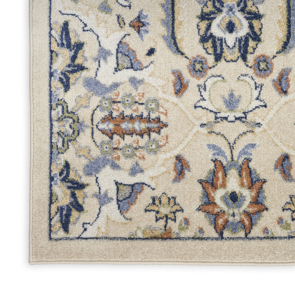 2' X 3' Beige Floral Power Loom Area Rug