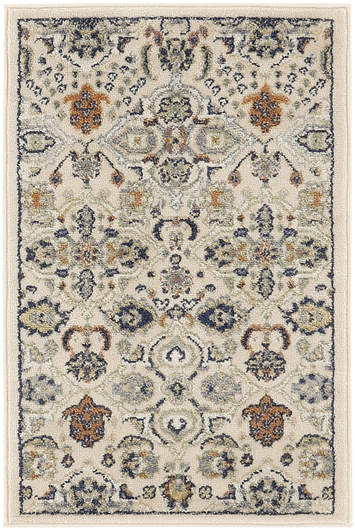 2' X 3' Beige Floral Power Loom Area Rug