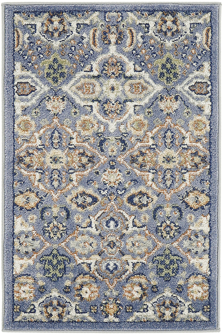 2' X 3' Blue Floral Power Loom Area Rug