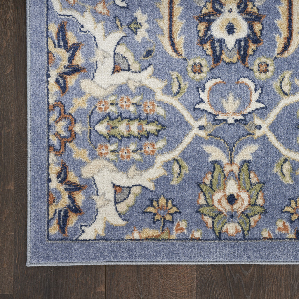 2' X 3' Blue Floral Power Loom Area Rug