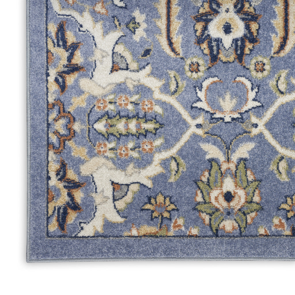 2' X 3' Blue Floral Power Loom Area Rug