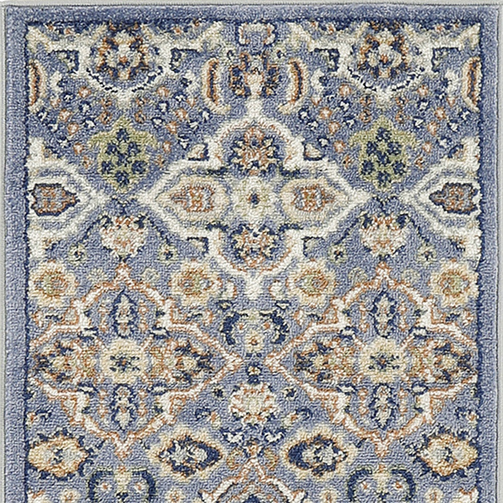 2' X 3' Blue Floral Power Loom Area Rug