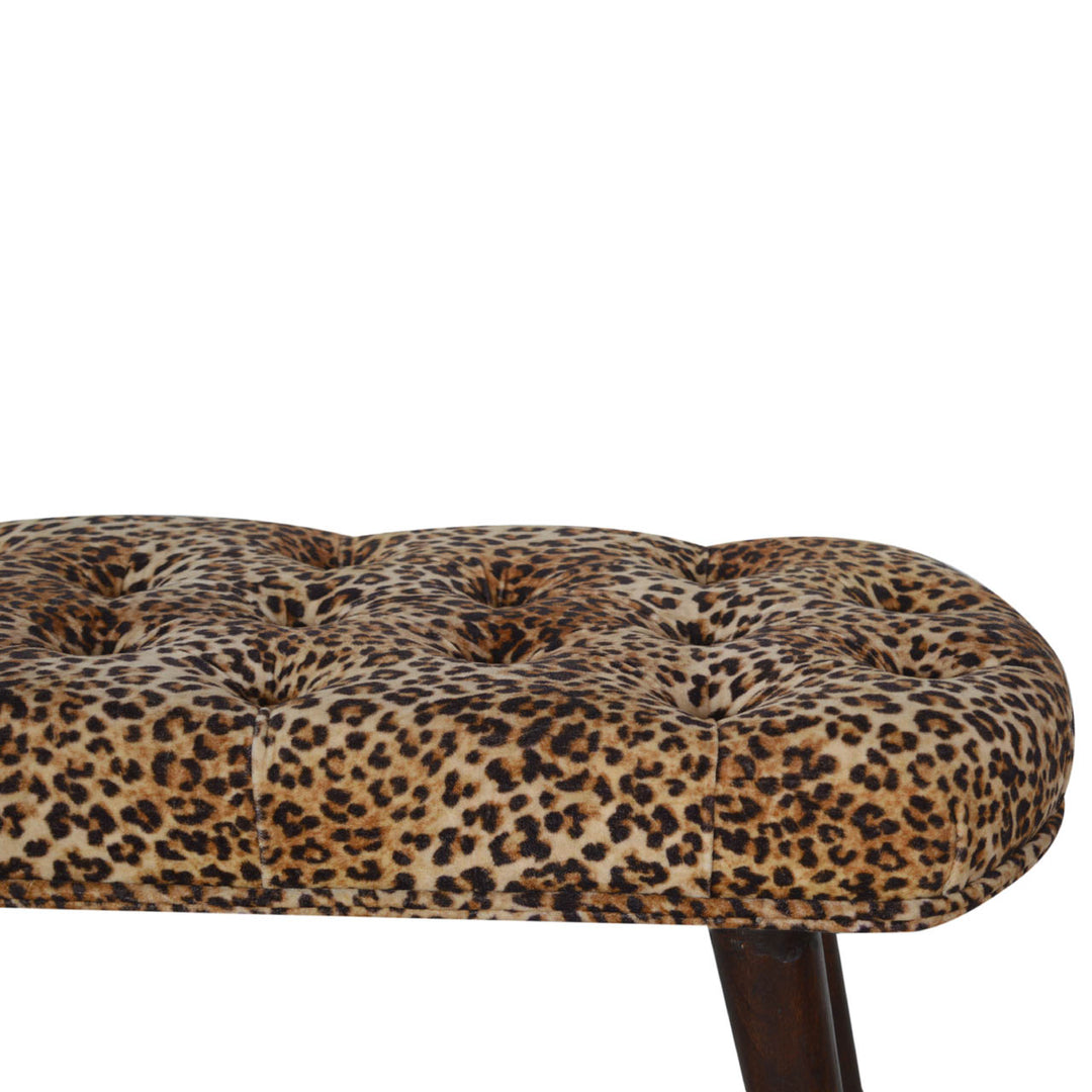 Leopard Print Deep Button Bench - Element & Elm