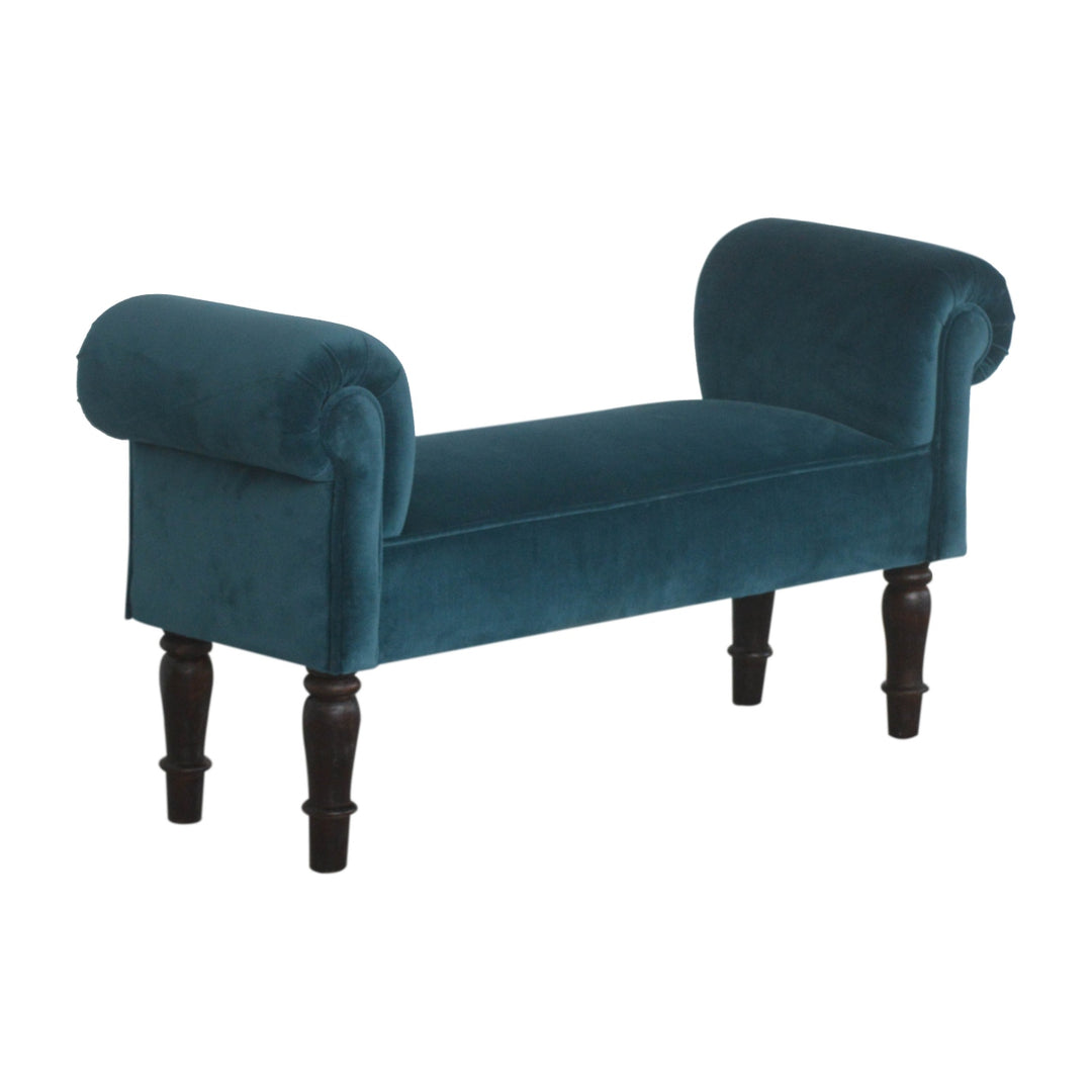 Teal Velvet Bench