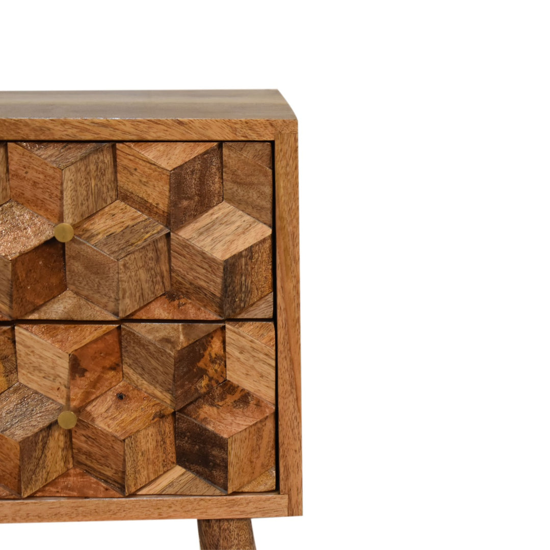 Mini Cube Carved 2 Drawer Nightsand - Element & Elm