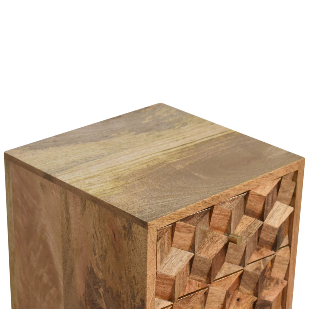 Mini Cube Carved 2 Drawer Nightsand - Element & Elm