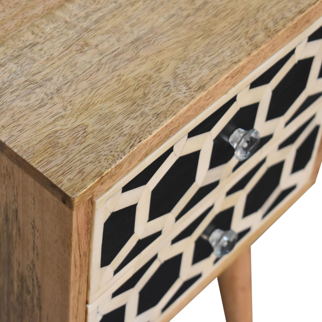 Mini Bone Inlay 2 Drawer Nightstand