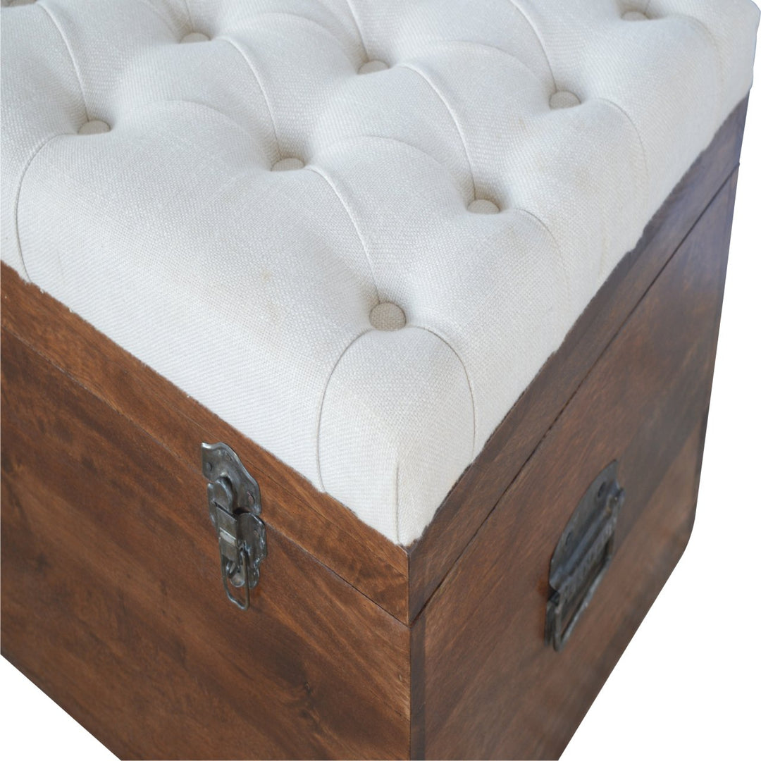 White Linen Storage Trunk - Element & Elm