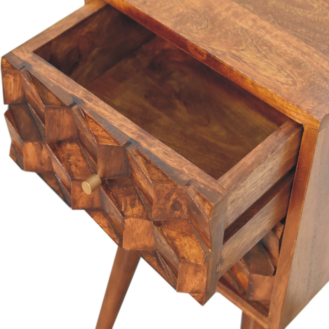 Mini Chestnut Cube 2 Drawer Nightstand