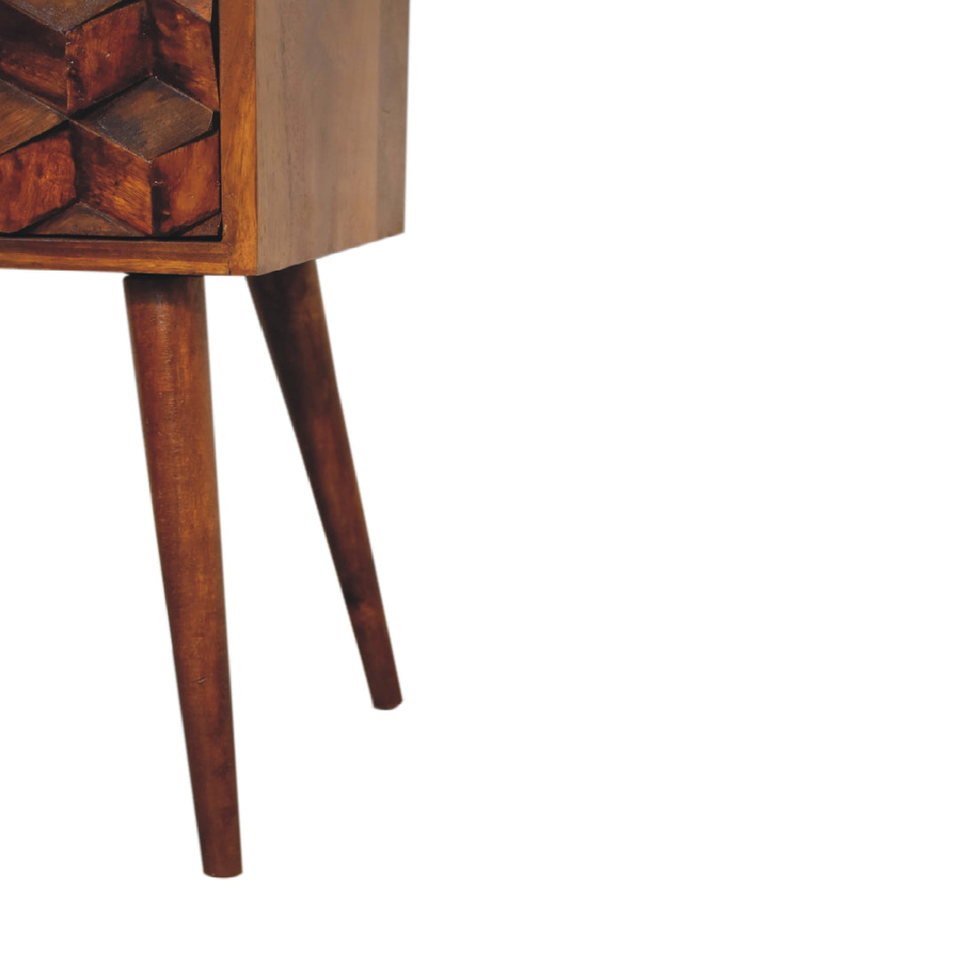 Mini Chestnut Cube 2 Drawer Nightstand