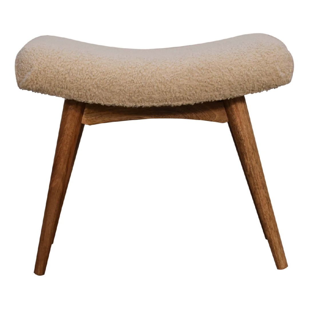 Boucle Cream Curved Bench - Element & Elm