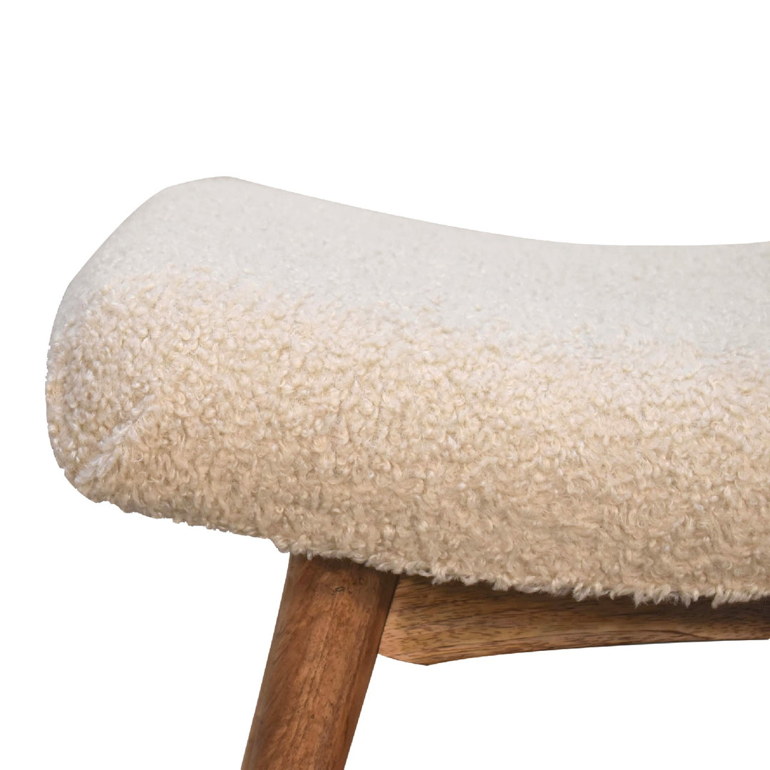 Boucle Cream Curved Bench - Element & Elm