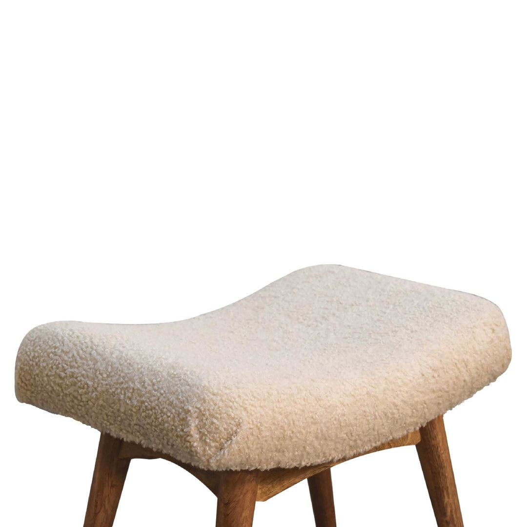 Boucle Cream Curved Bench - Element & Elm