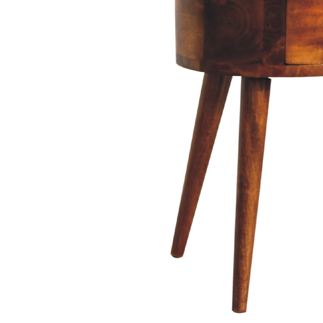 Mini Chestnut Rounded Nightstand Table