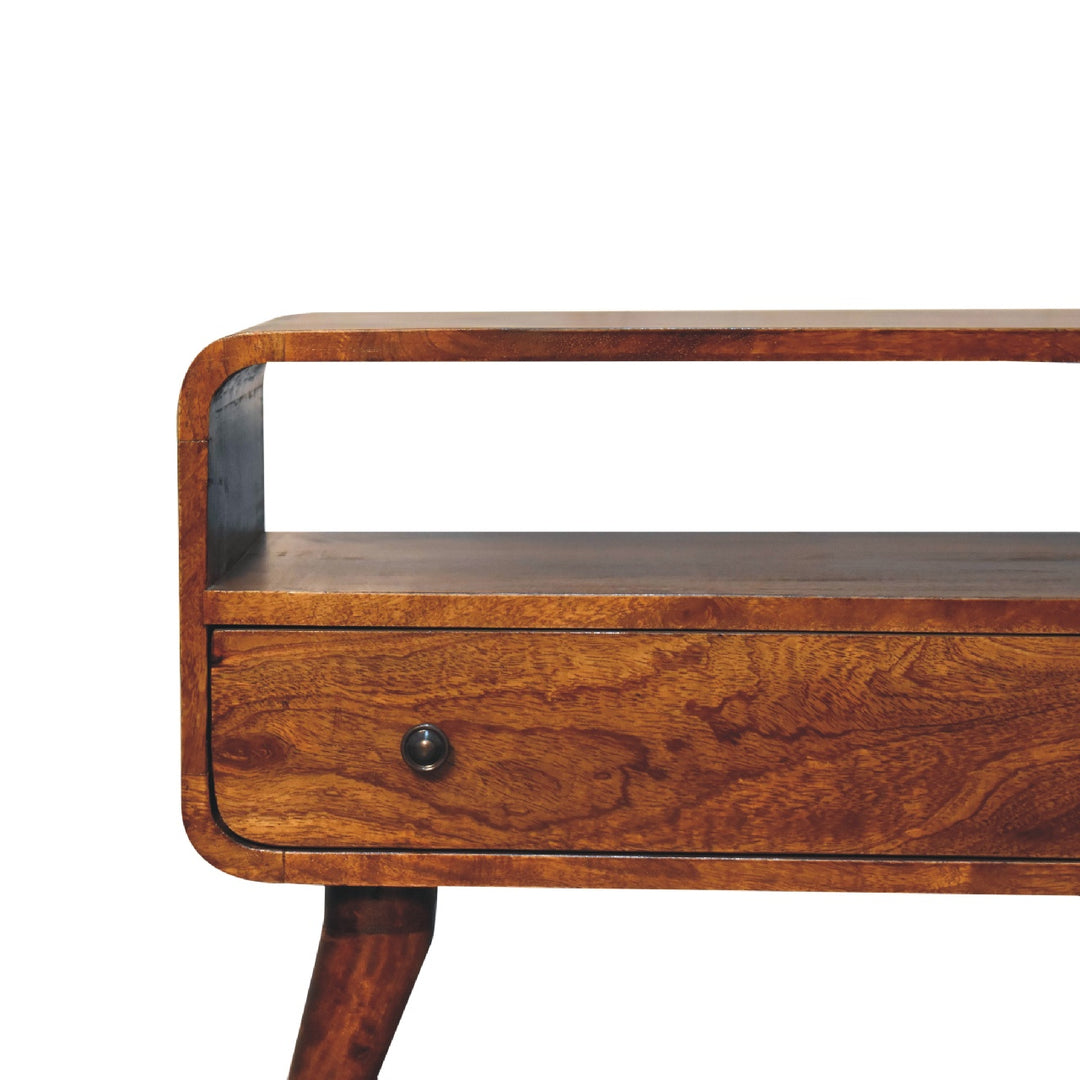 Mini Chestnut Curved Media Unit - Element & Elm